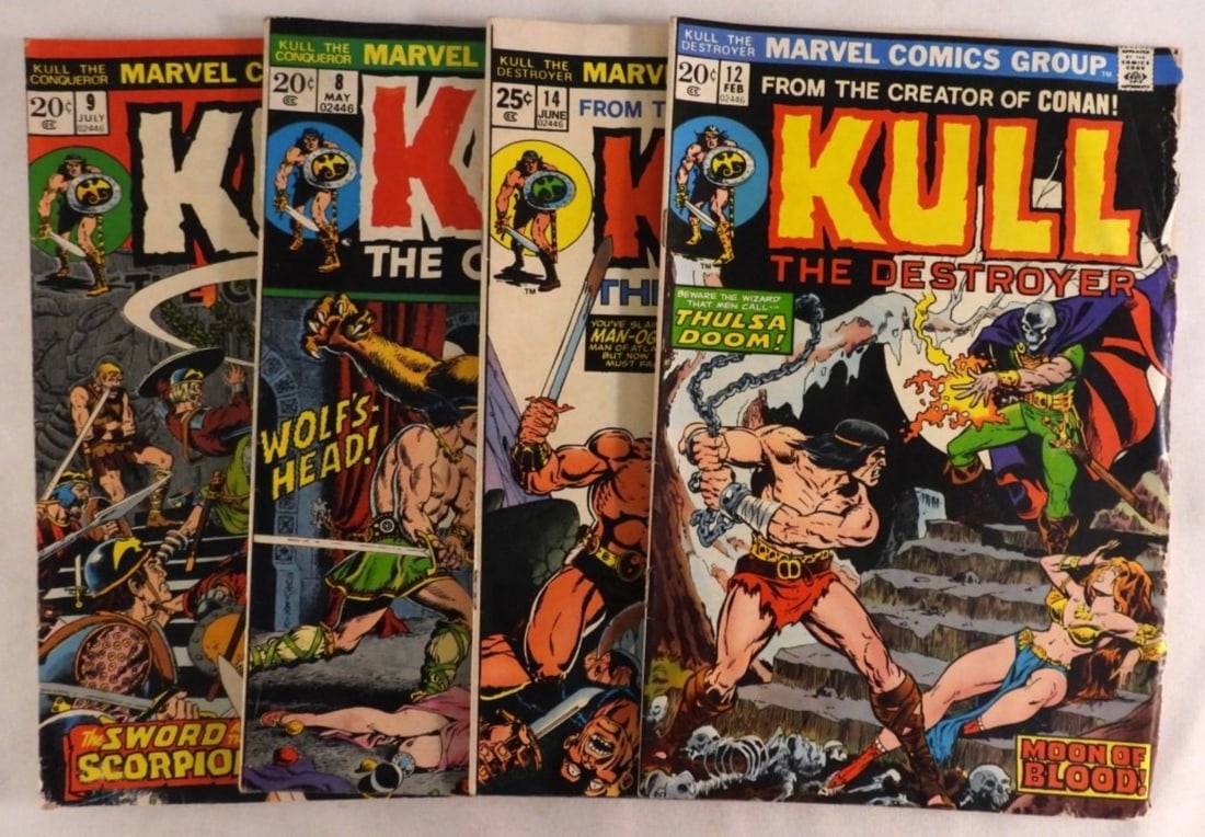 (4) Kull The Conqueror / The Destroyer: 1973-1974. Conditions vary