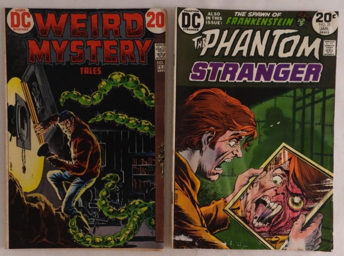 The Phantom Stranger & Weird Mystery Tales: The phantom stranger is in poor condition, with discoloration. 1973-1974. Weird Mystery Tales is 1973 in good condition.