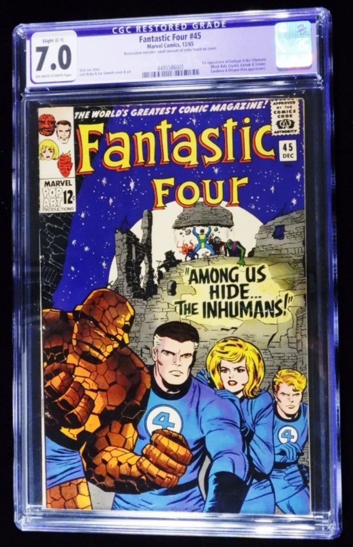 Fantastic Four #45 CGC 5.5 Marvel Comics 1965: 1st Appearance of the Inhumans 7.0 CGC Restored Grade