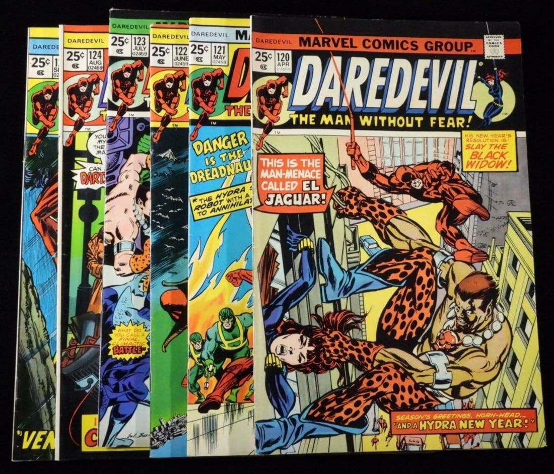 Lot of 6 DAREDEVIL The Man Without Fear #120-125: Marvel Comics 1975 G/VG
