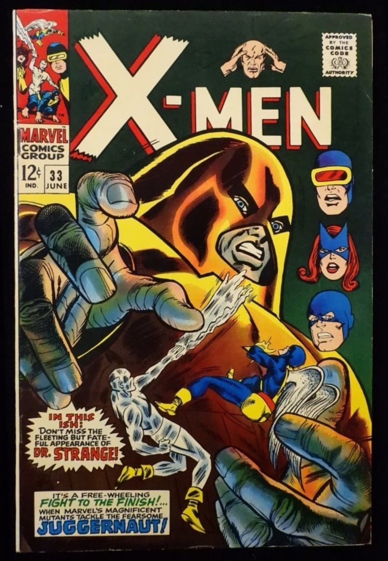 Silver Age: The X-Men 1967 #33 (G/VG): 1967 #33. G/VG condition. Cover art featuring Juggernaut. Original cover art featuring Xorak the Outcast, but it was deemed too terrifying in accordance with the Comics Code Authority. 12-cent