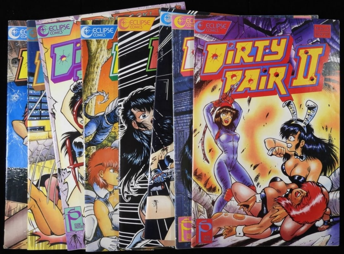 (8) Eclipse Comics Dirty Pair & Dirty Pair II VG: Dirty Pair 1-3 of 4. Dirty Pair II #4 of 4. Dirty Pair II (2) # 1 of 5 (however, they are different). Also 2 & 5 of 5