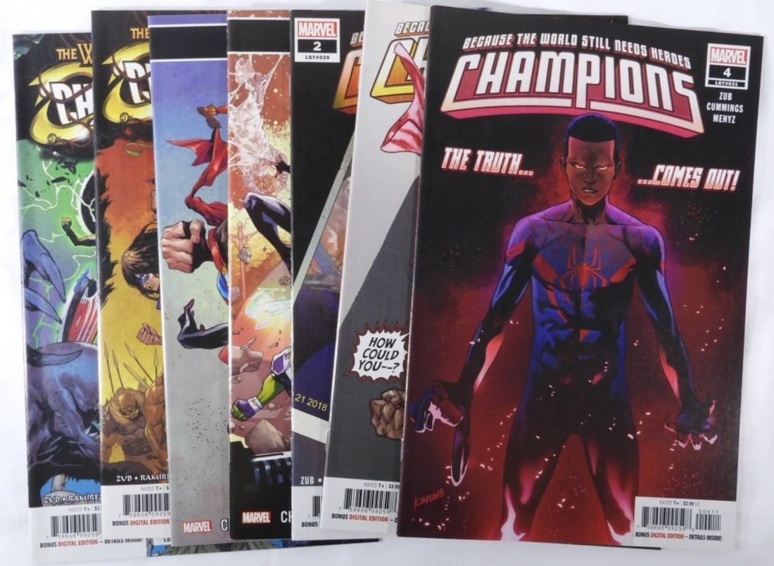 (7) Mixed Lot Of Champions: Champions #1, Champions Annual #1, The War Of The Realms # 5-6. Because The World Still Needs Heros Champions 2-4
