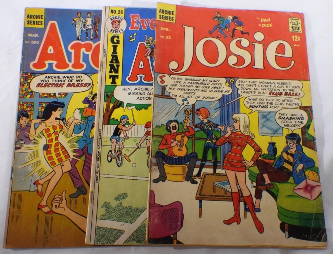 (3) Archie Series Comics: 1) Josie #33, Everything's Archie #26, Archie #180