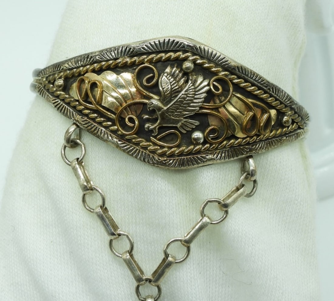 Sterling Eagle Connected Bracelet & Ring - 2