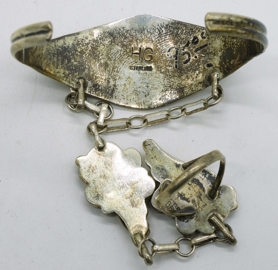 Sterling Eagle Connected Bracelet & Ring - 4