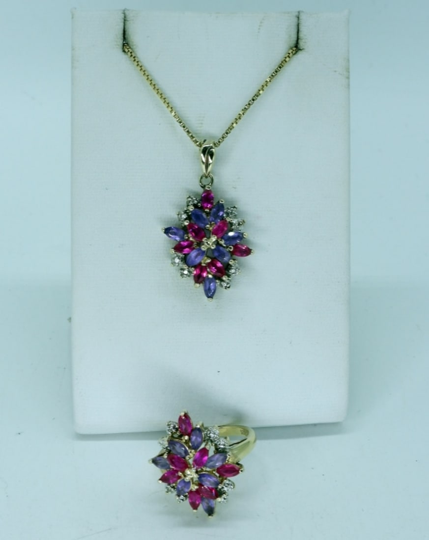 Lab Created Sapphire & Ruby Matching Set (1 of 2)