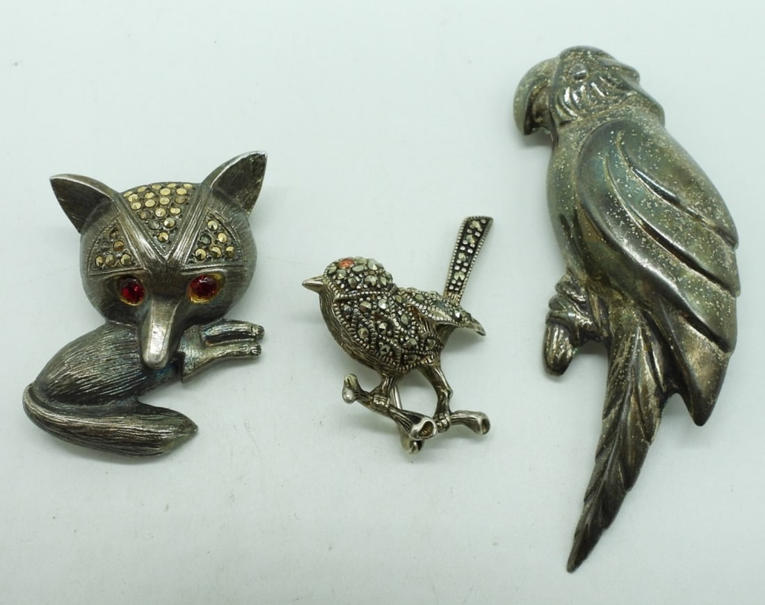 3 Vintage Sterling Animal Brooches (1 of 2)