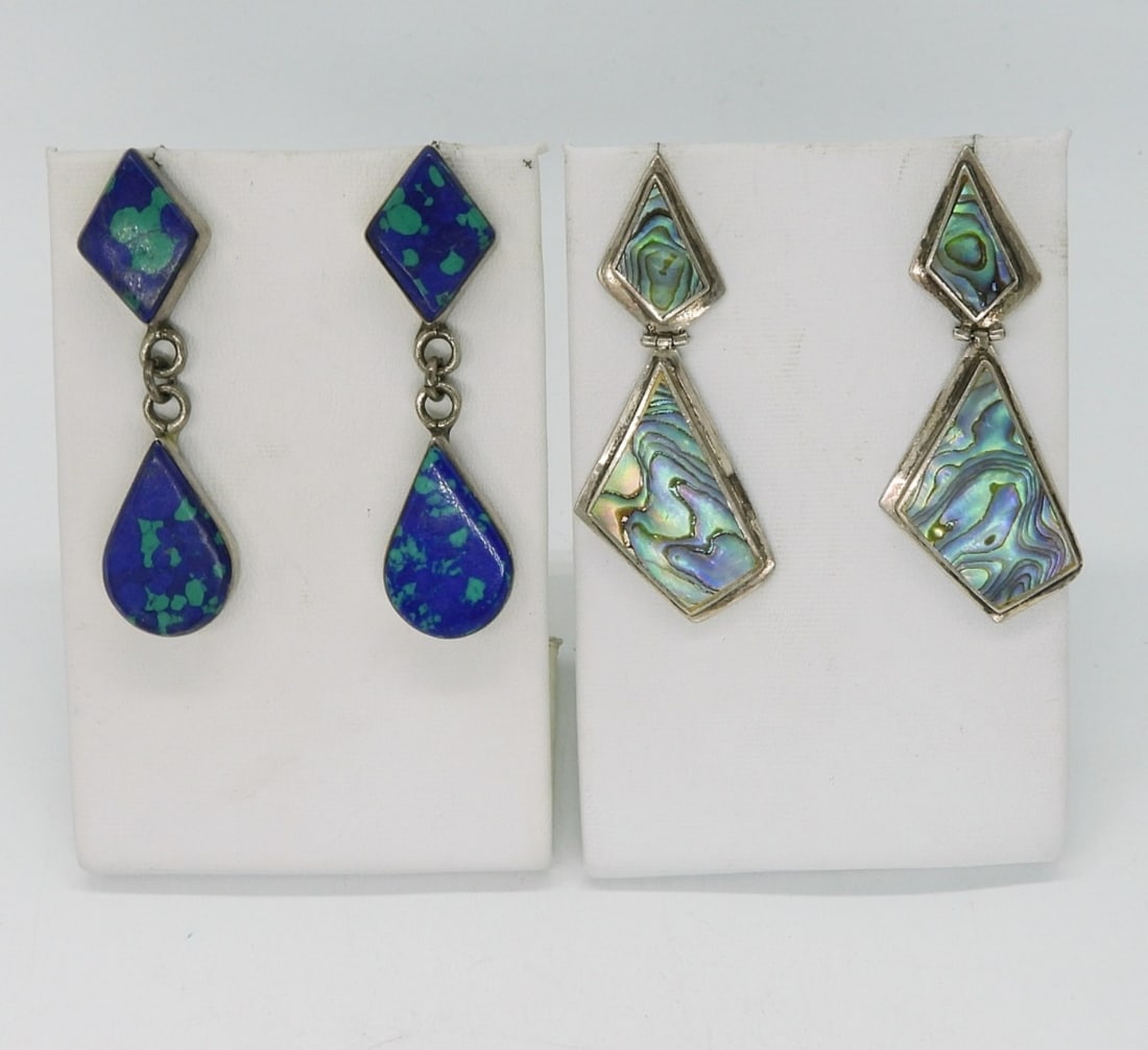 (2) 925 Abalone & Malachite Azurite Earrings (1 of 3)