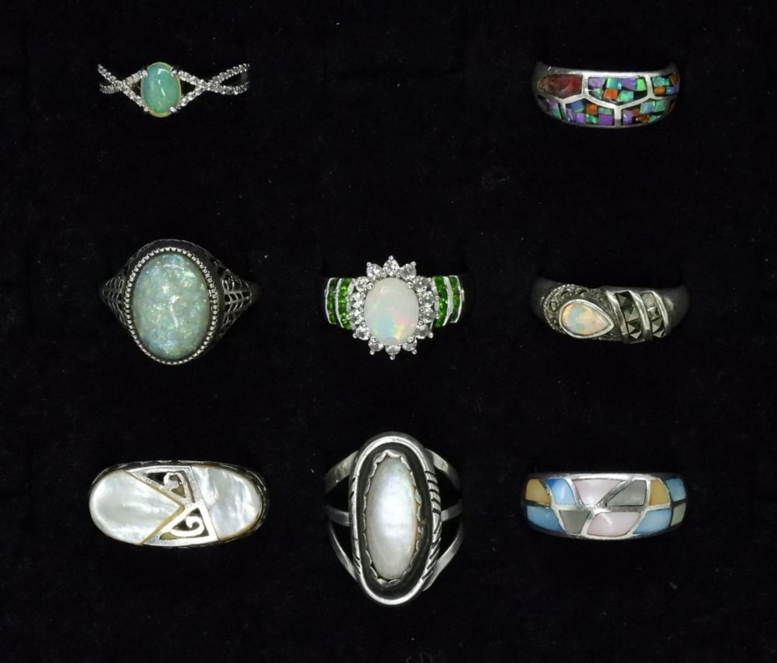 Opal & Mother of Pearl Sterling Rings (1 of 4)