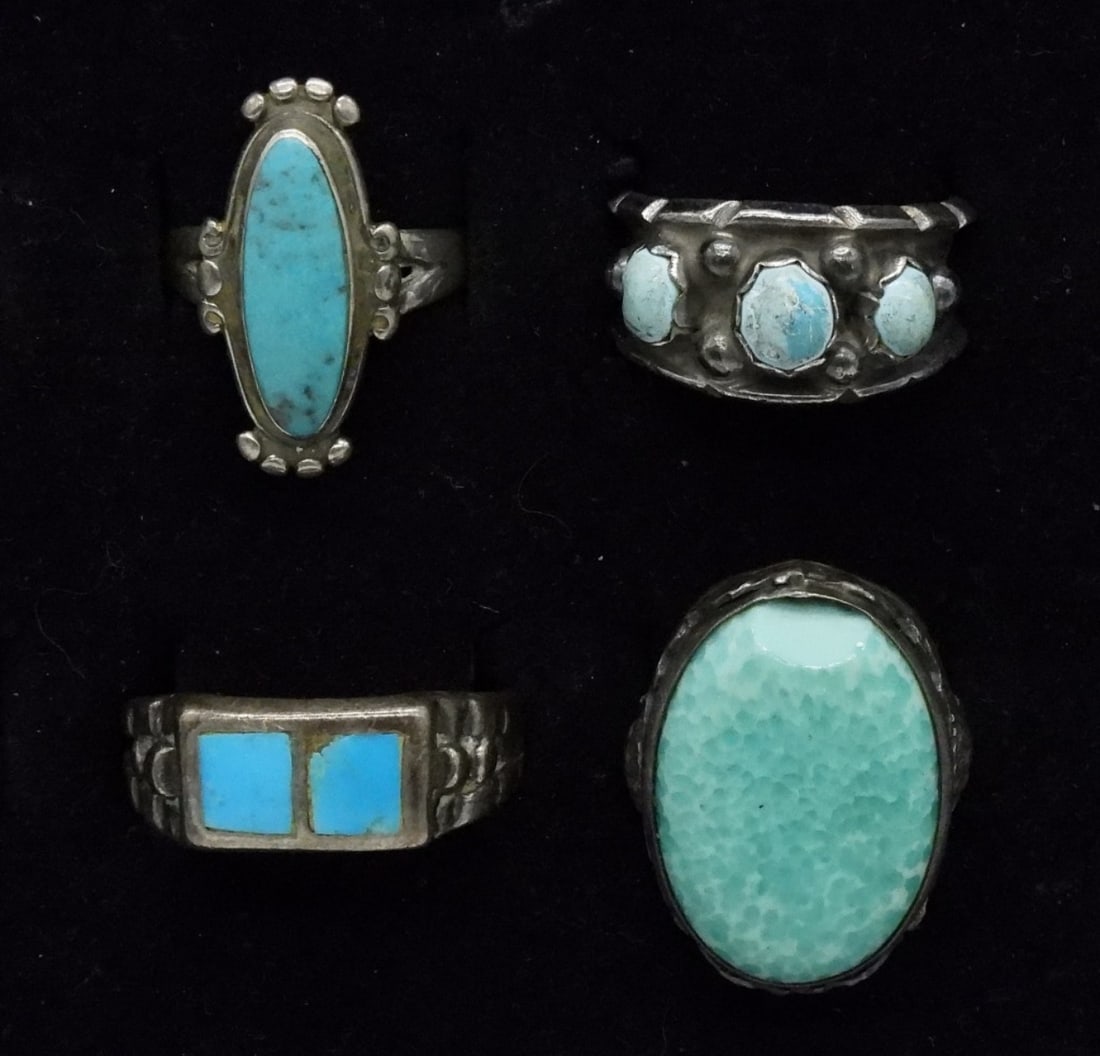 4 Light Blue turquoise 925 Rings (1 of 4)