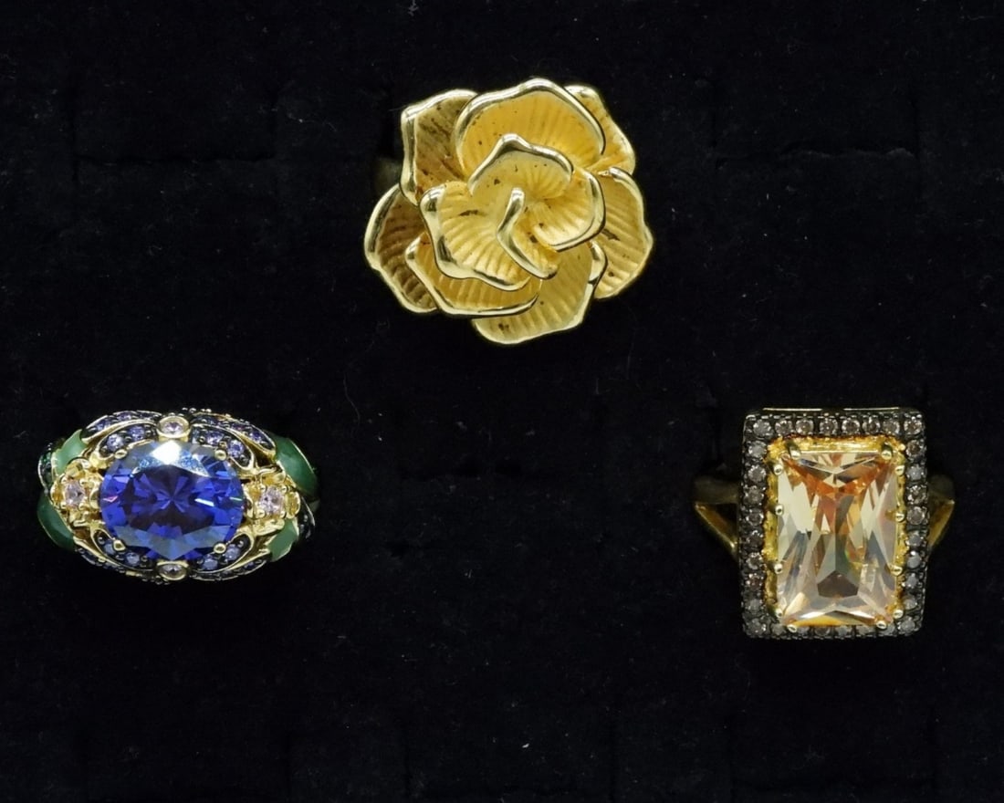 3 Gold Tone 925 Fashion Gemstone Rings (1 of 3)