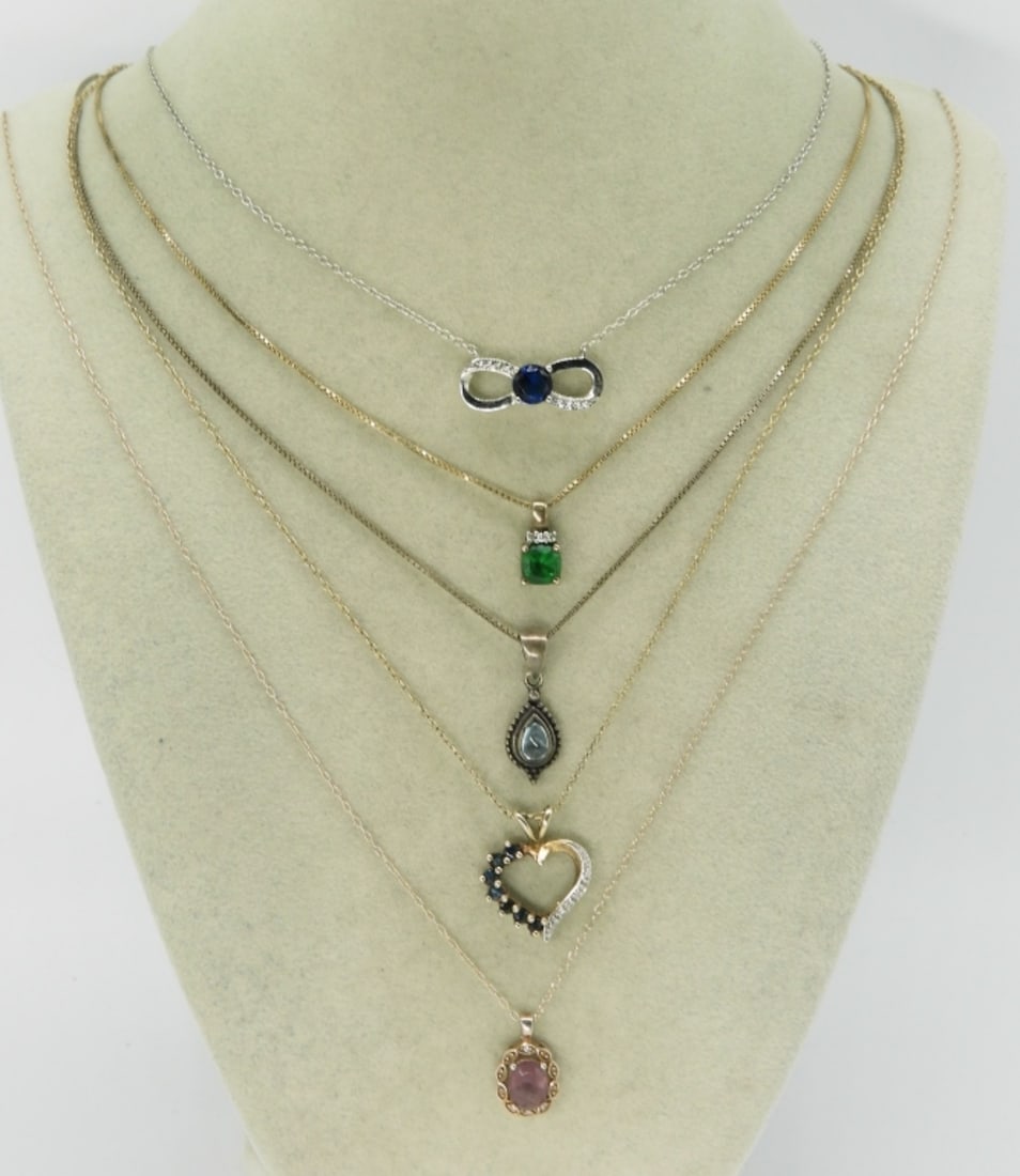 5 Gemstone Pendants on 925 Chains (1 of 3)