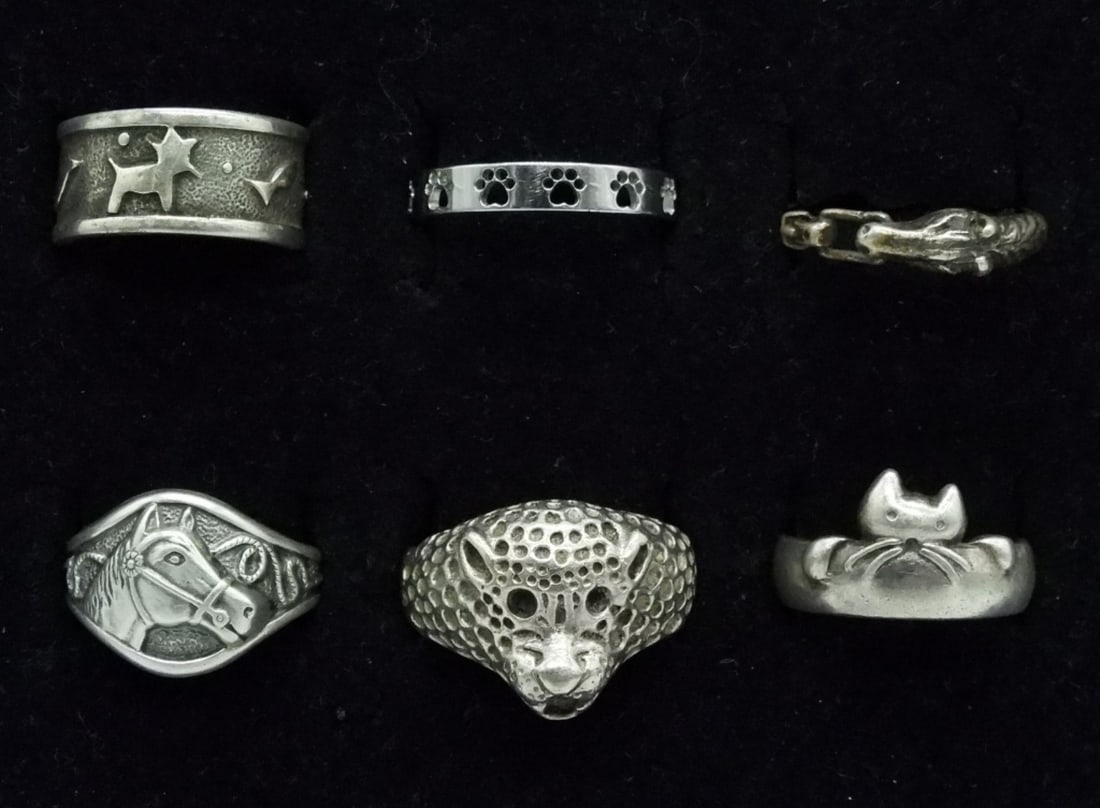 6 Animal Shaped 925 Fashion Rings (1 of 2)