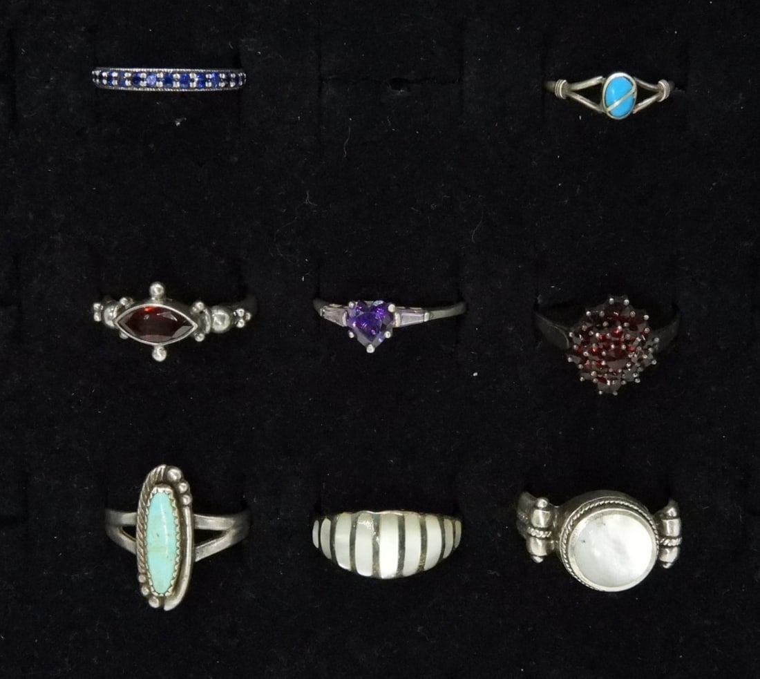 8 Sterling Multi Gemstone Rings (1 of 2)