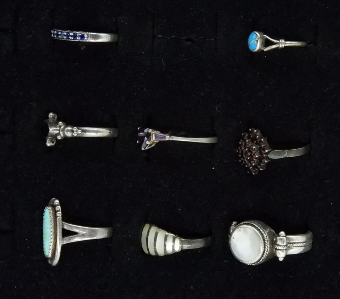 8 Sterling Multi Gemstone Rings - 2