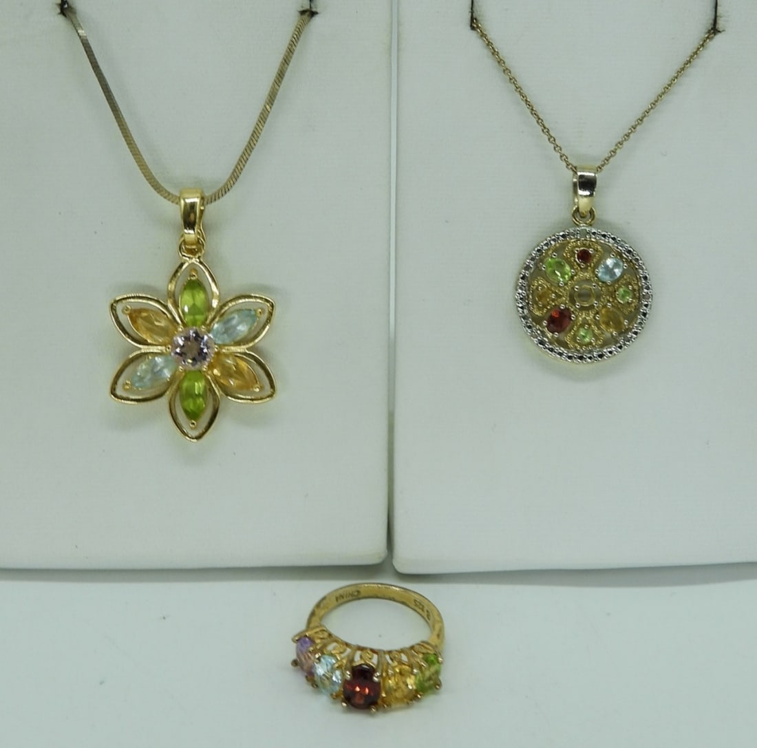 Gold Tone Sterling Gemstone Necklaces (1 of 5)