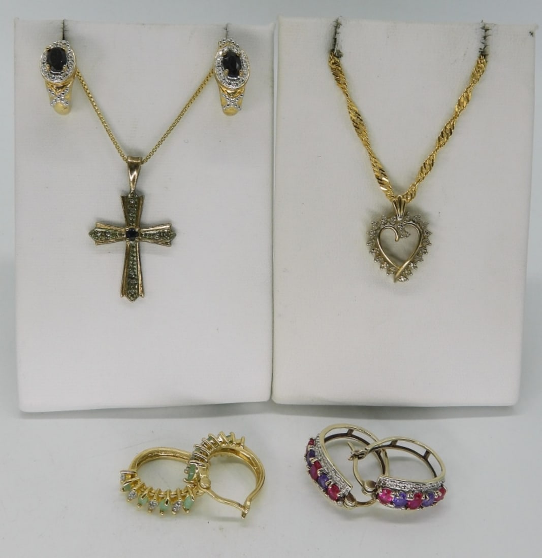 Gold Tone 925, Sapphire & Jade Jewelry (1 of 4)