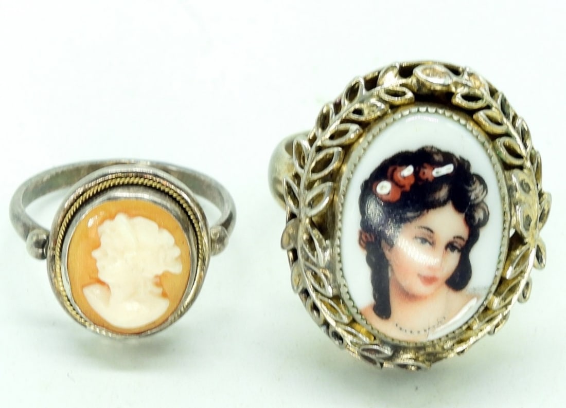 Vintage Sterling Cameo Rings (1 of 3)