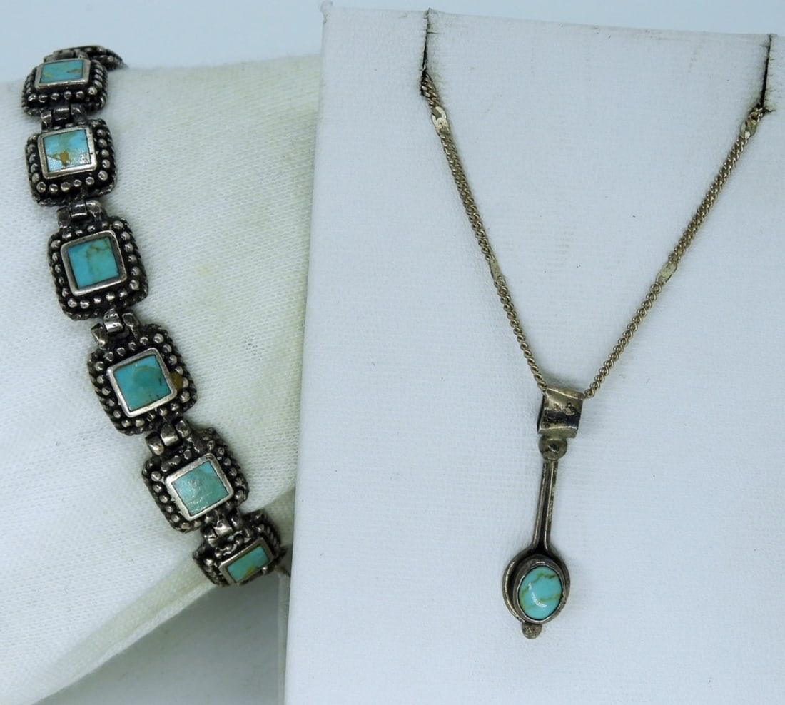 Vintage Turquoise 925 Necklace & Bracelet (1 of 1)