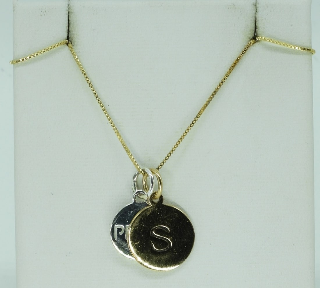 Double Pendant 925 Gold Tone Necklace (1 of 2)