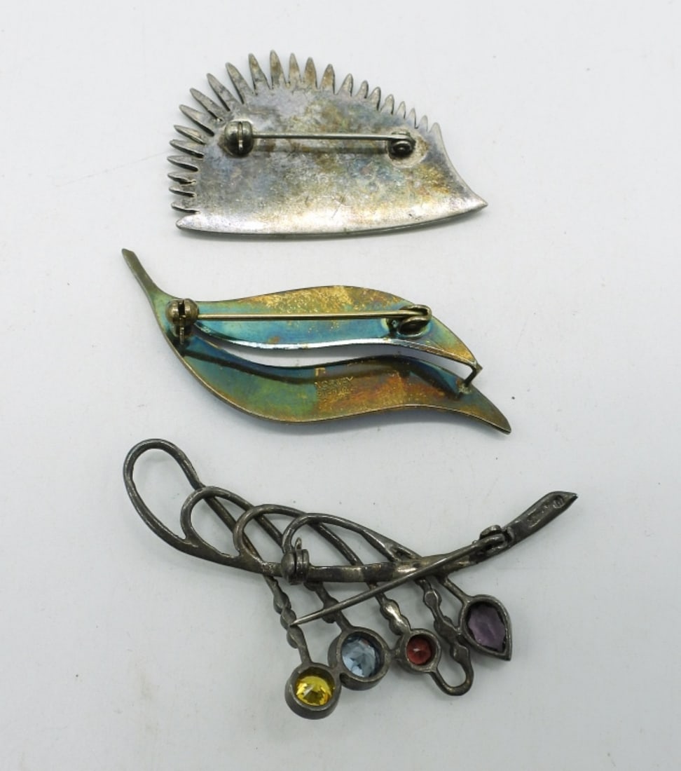 3 Sterling Brooches - 2