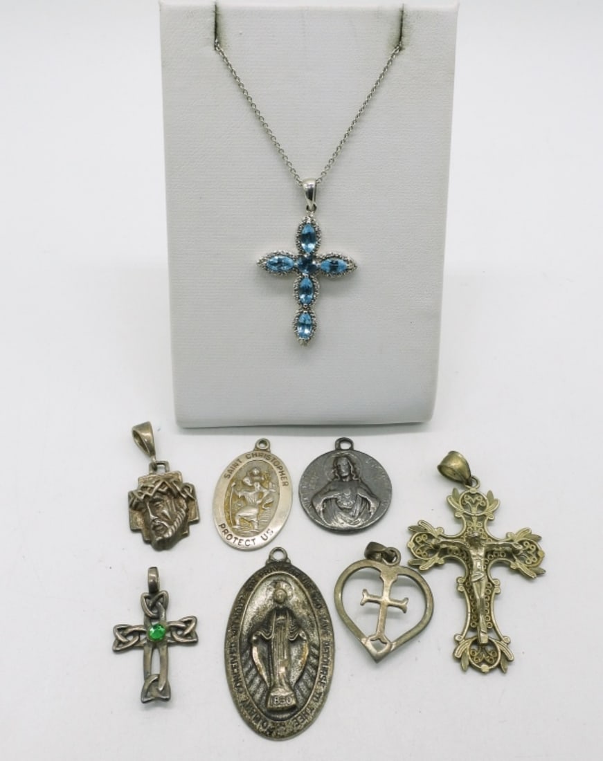 8 Sterling Religious Pendants (1 of 1)
