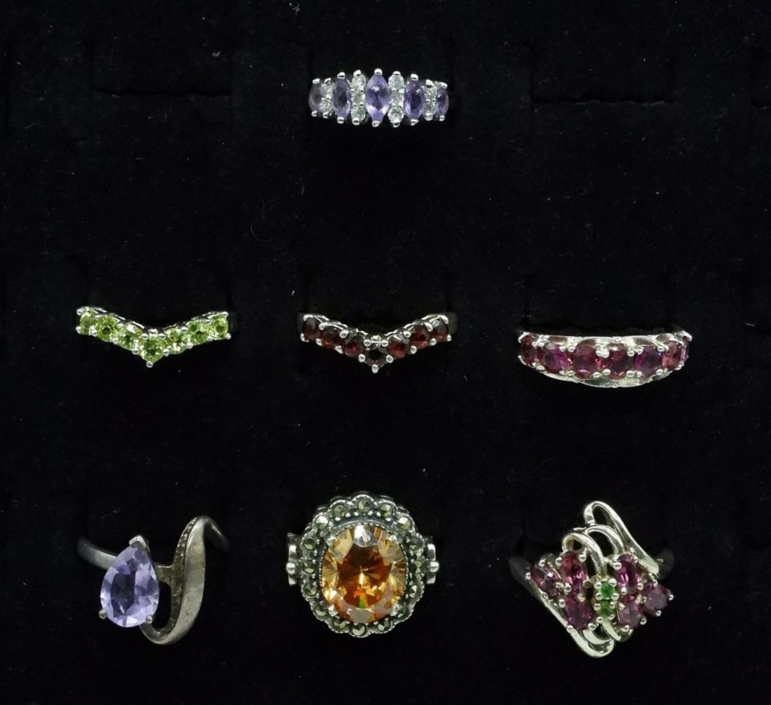 Citrine, Amethyst, Garnet Sterling Rings (1 of 2)
