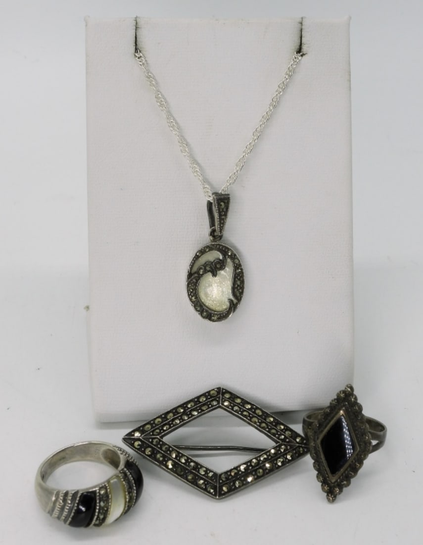 Marcasite, Mother of Pearl & Onyx 925 (1 of 2)