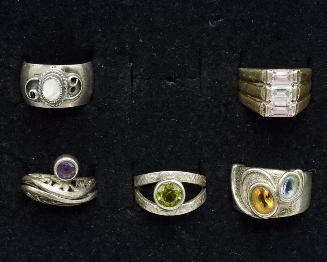 5 Sterling Gemstone Rings (1 of 2)
