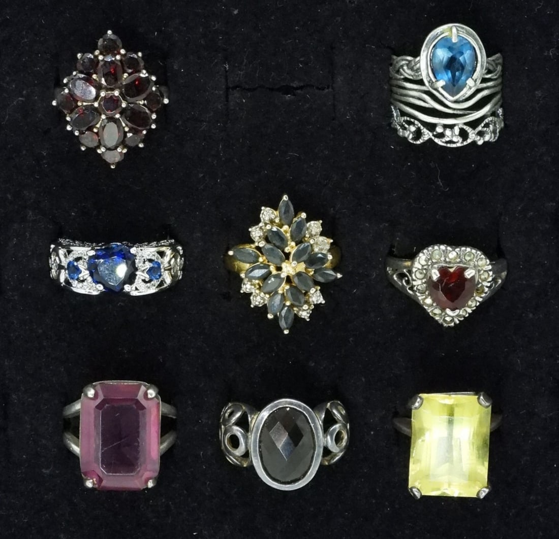 8 Sterling & Gold Tone Fashion Rings (1 of 2)