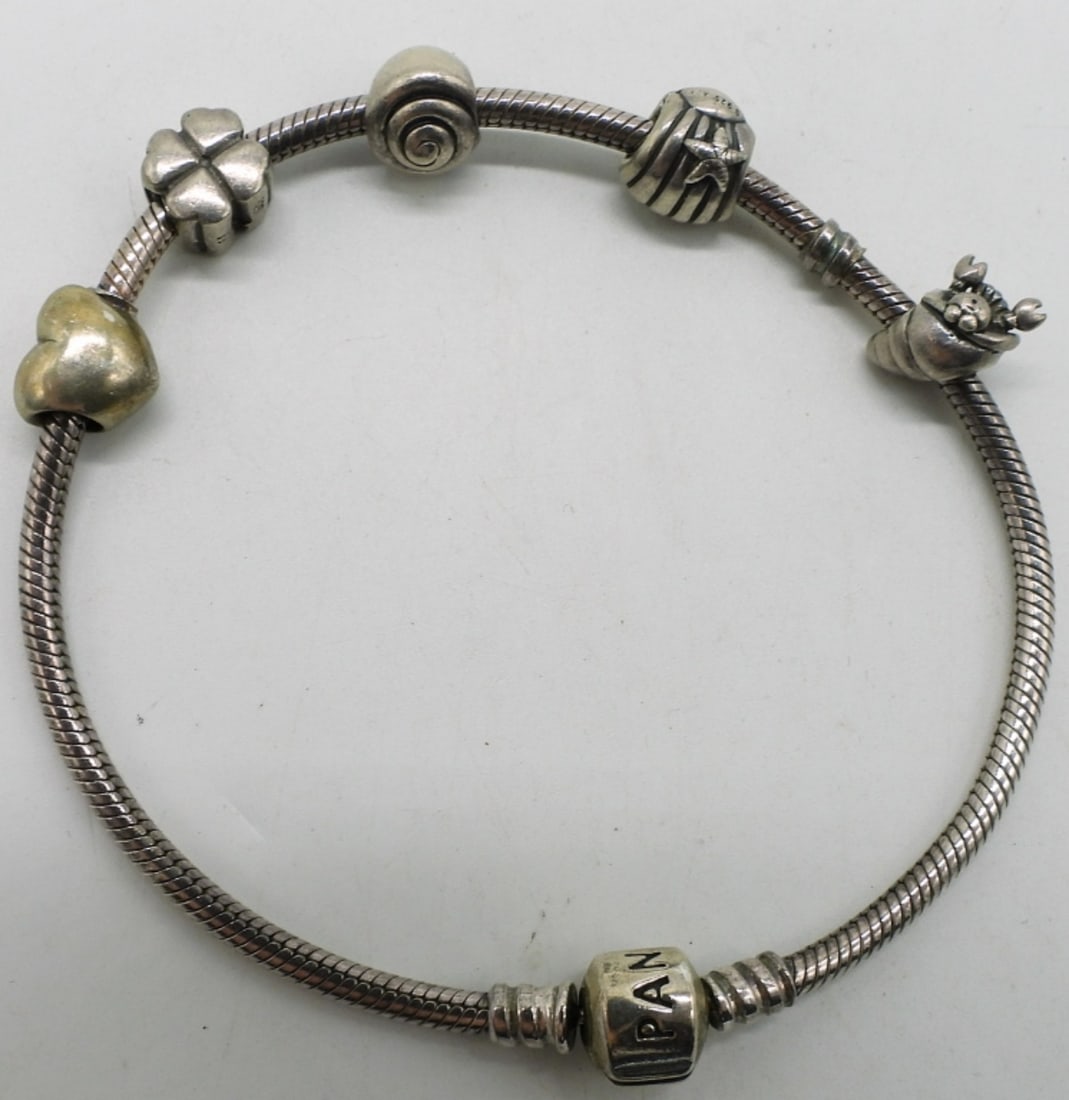 Pandora 925 Charm Bracelet & 5 Charms (1 of 3)