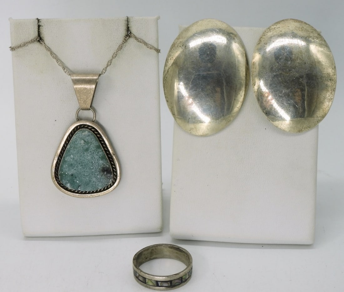Blue Druzy, Abalone & 925 Pierced Earrings (1 of 2)