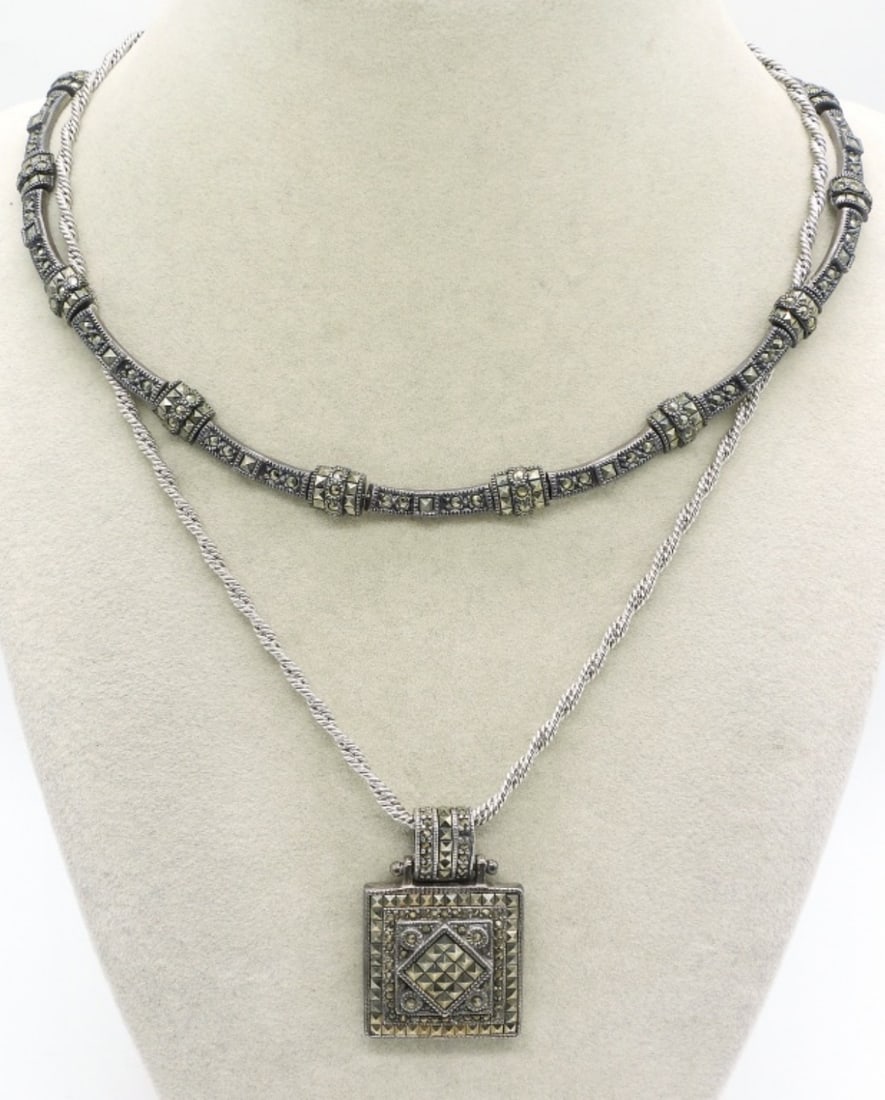 2 Sterling Marcasite Necklaces (1 of 1)