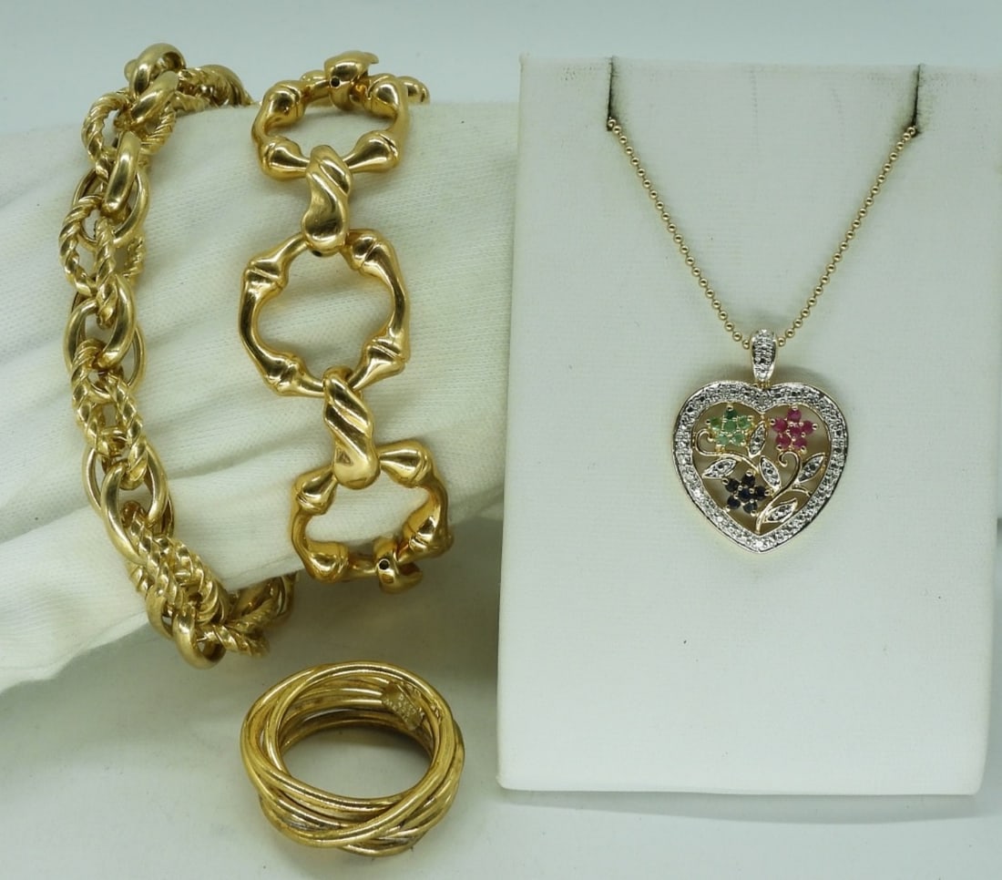 Gold Tone 925 Bracelets, Necklace & Ring (1 of 1)