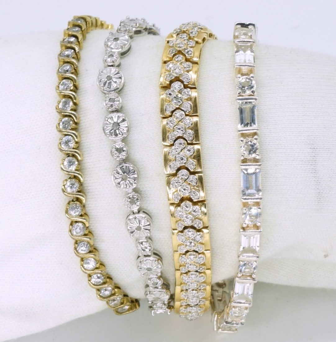 Four Sterling & Gold Tone Tennis Bracelets (1 of 1)