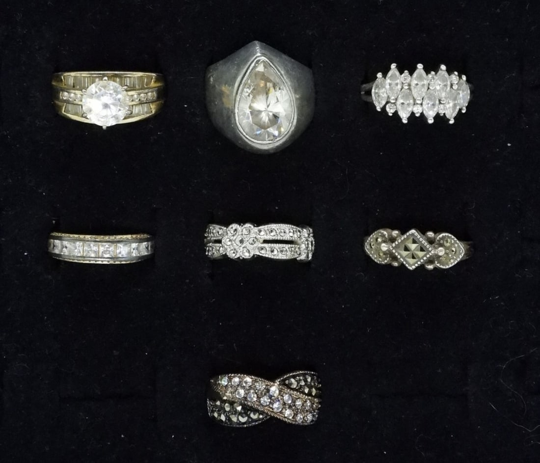 7 Sterling Simulated Diamond Rings - Taxco (1 of 2)
