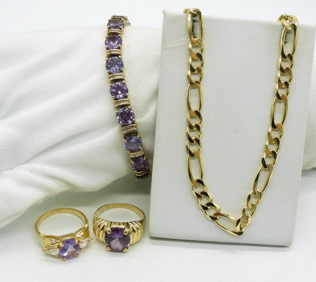 Amethyst 925 Gold Tone Rings & More (1 of 1)