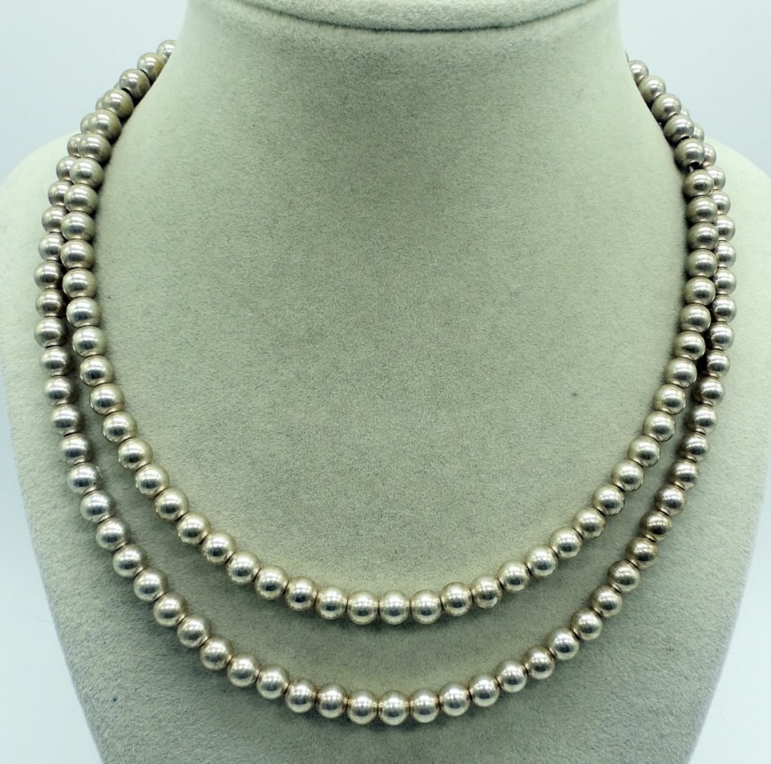 2 Sterling Ball Bead Necklaces (1 of 2)