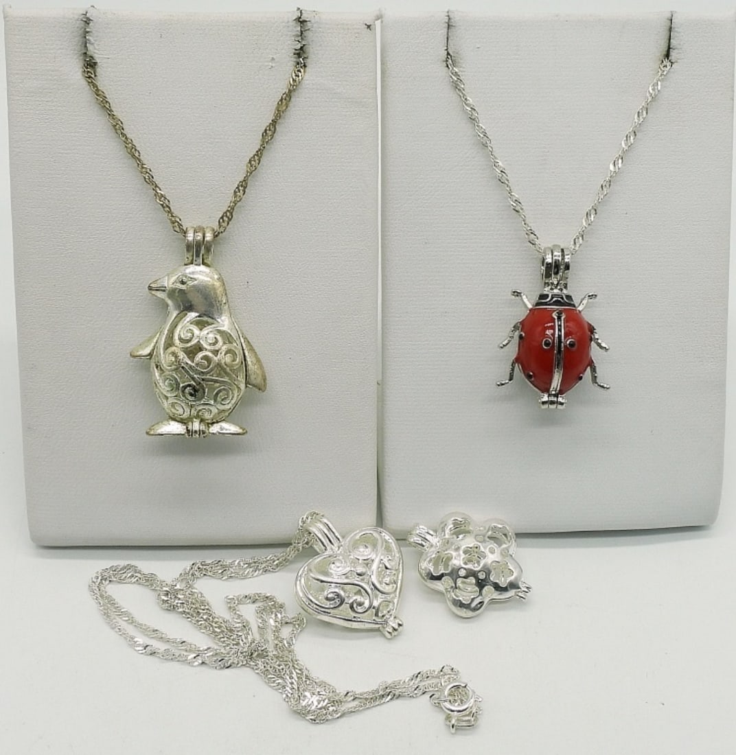 4 Sterling Scent Pendants & Chains (1 of 5)