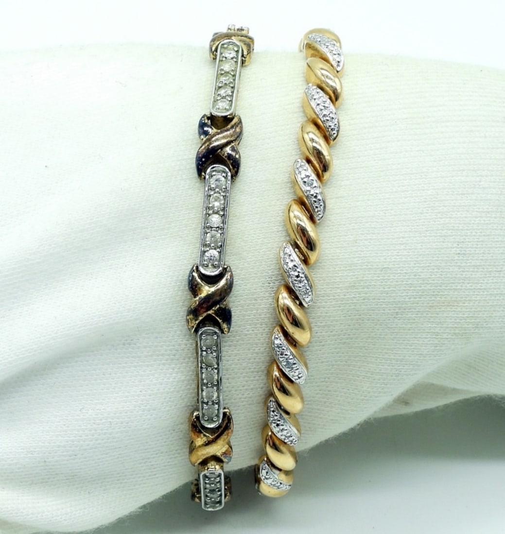 2 Sterling Gold Tone Tennis Bracelets (1 of 2)