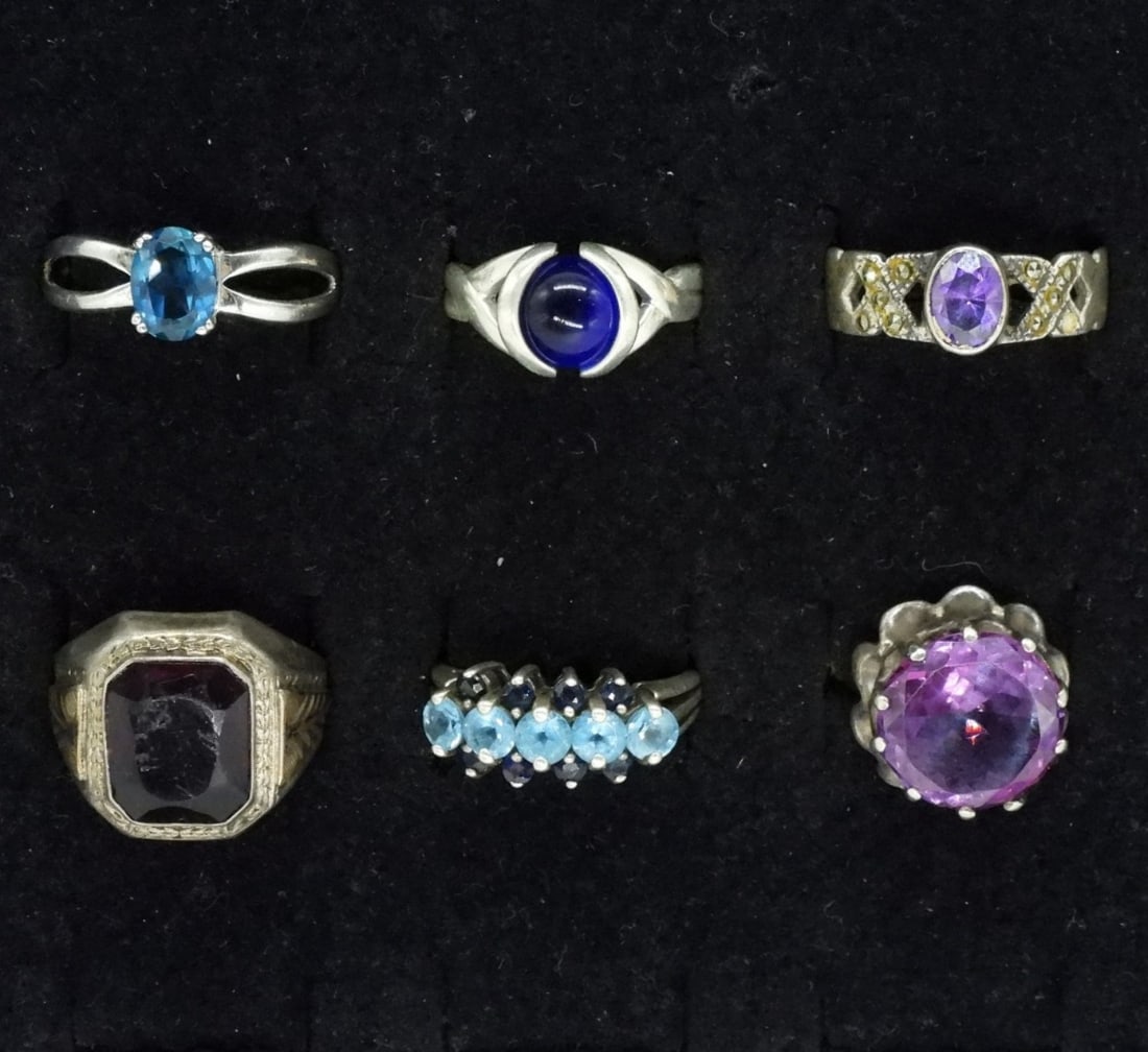 Amethyst & Blue Topaz 925 Fashion Rings (1 of 2)