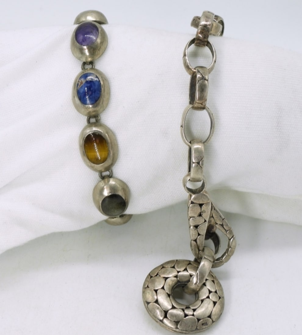Vintage Sterling Bracelets, Multi Gemstone (1 of 2)