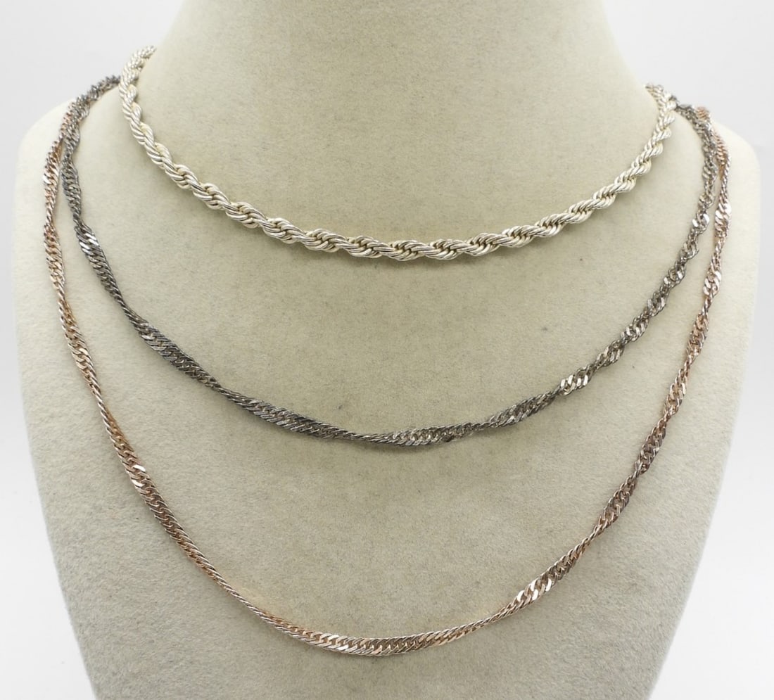 3 Sterling Chain Necklaces (1 of 1)