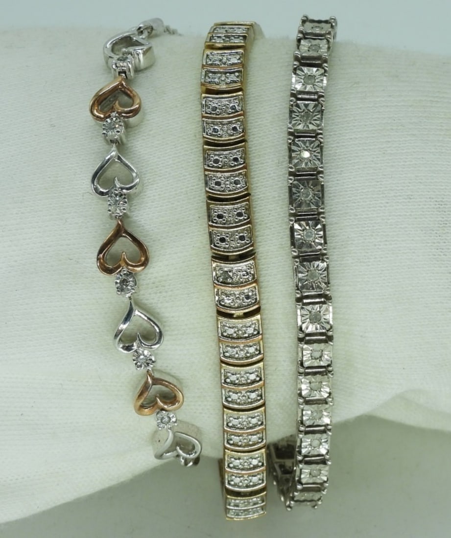 Three Sterling & Gold Tone Bracelets (1 of 2)