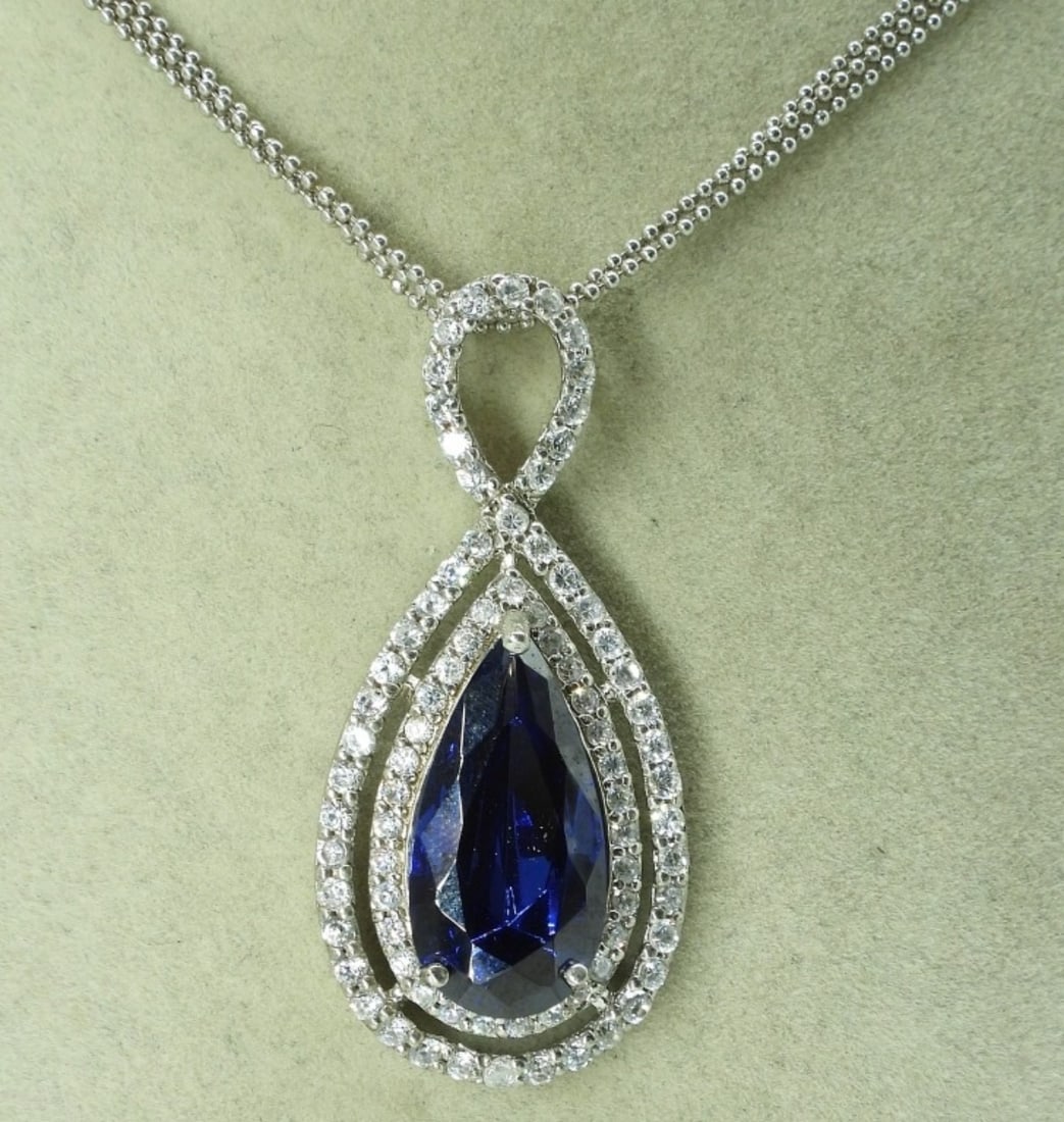 Simulated Sapphire Sterling Set - 2