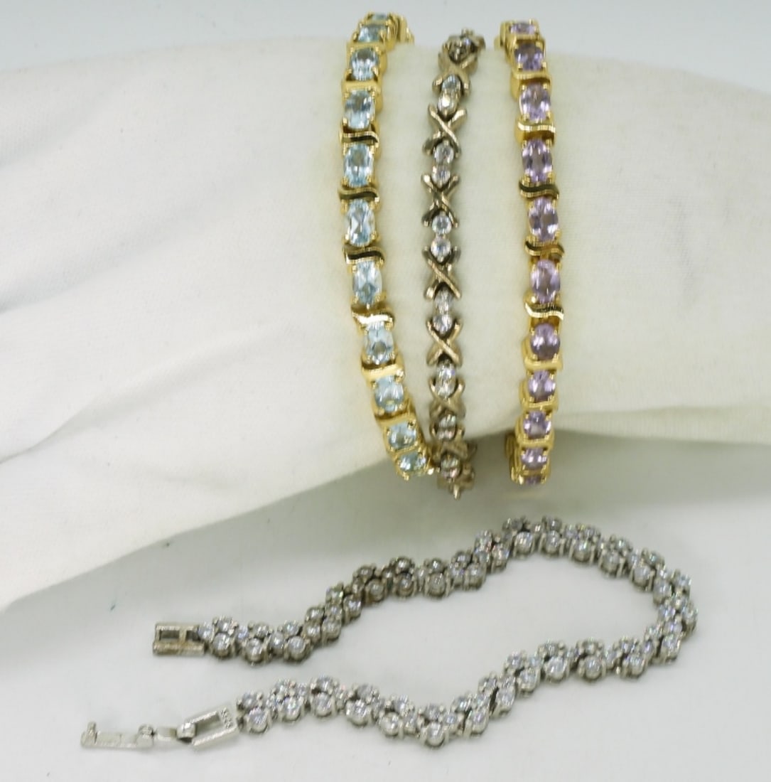 4 Sterling & Gold Tone Tennis Bracelets (1 of 1)