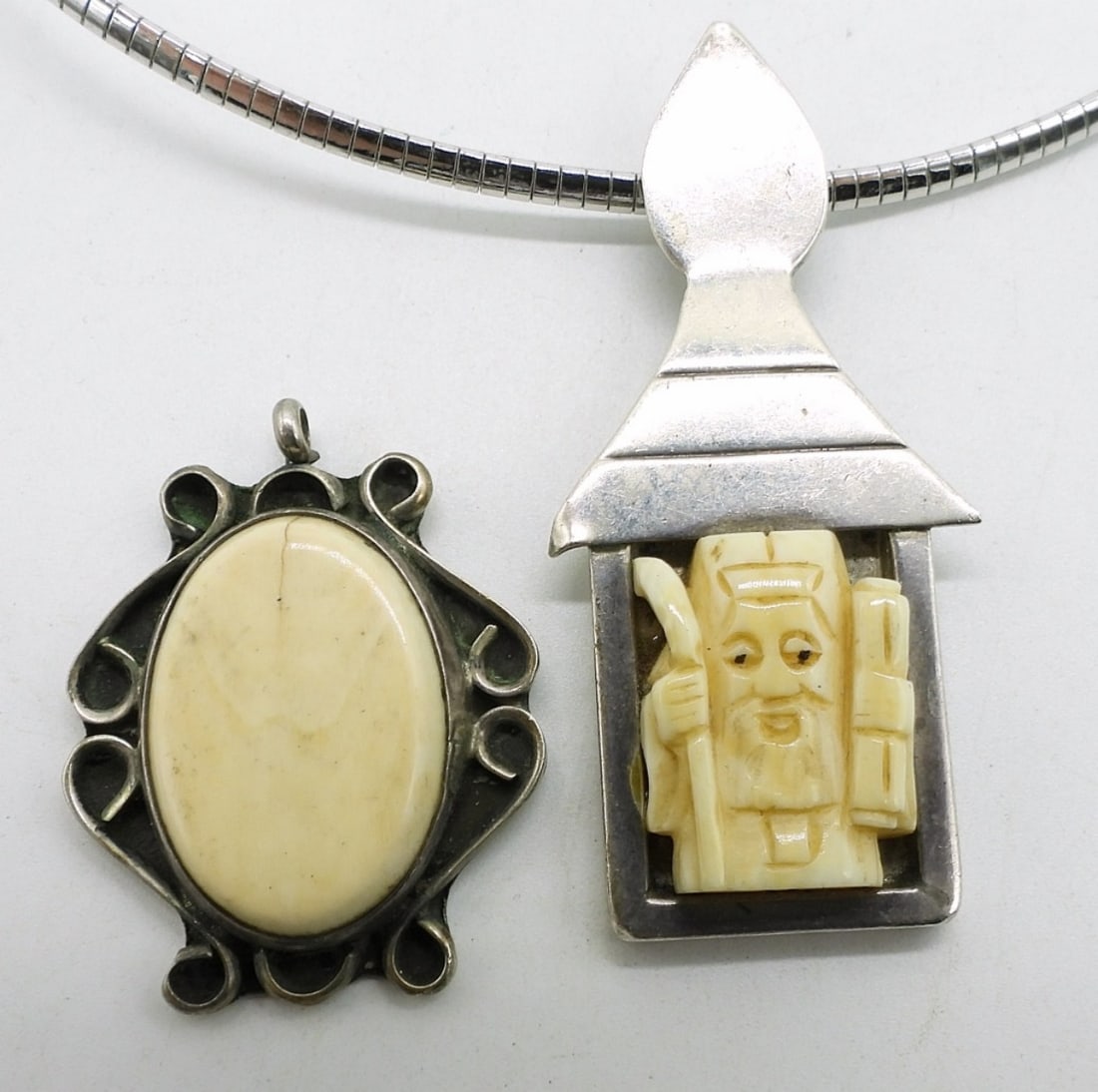 2 Sterling Bone Pendants - 2