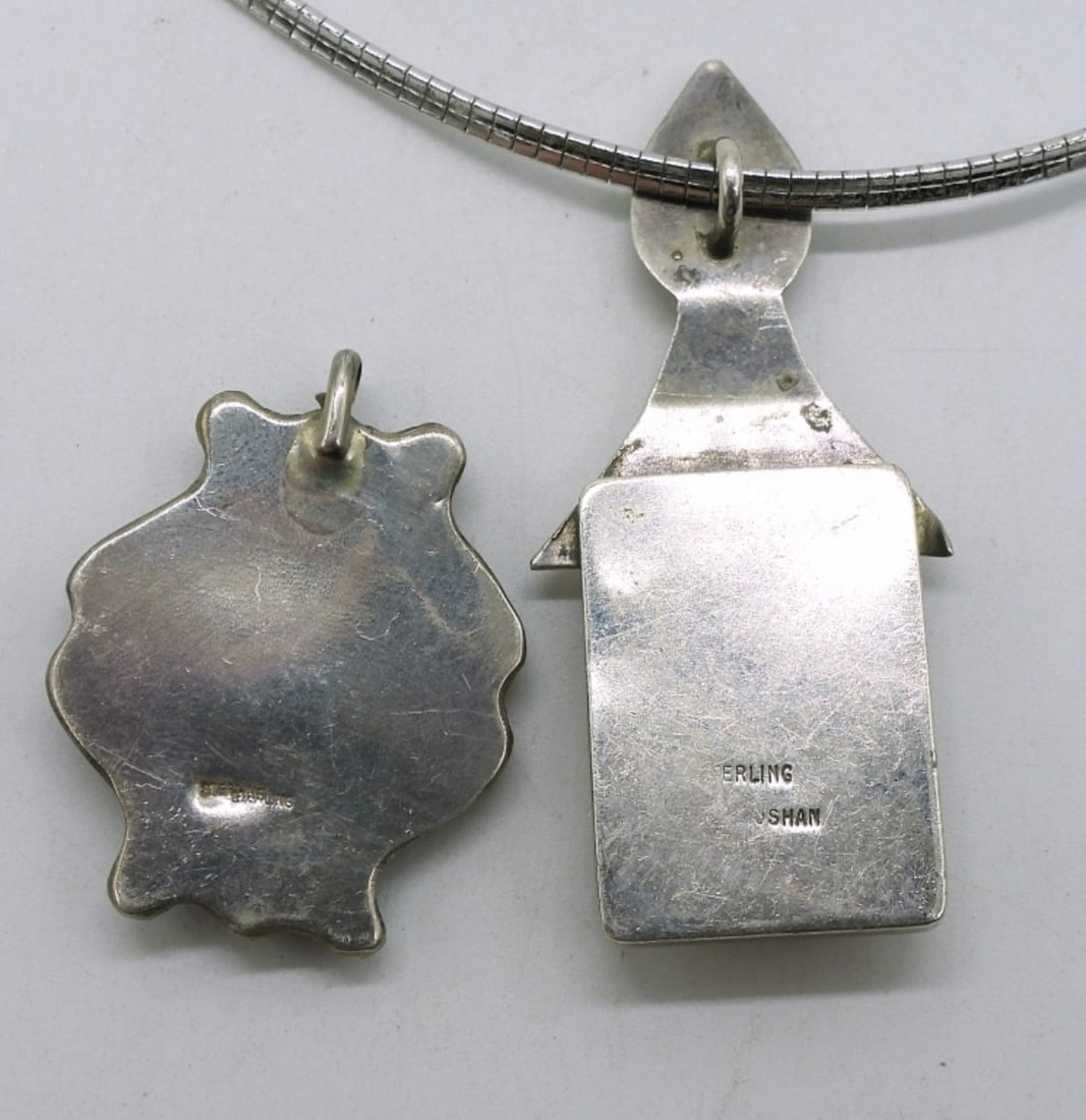 2 Sterling Bone Pendants - 3