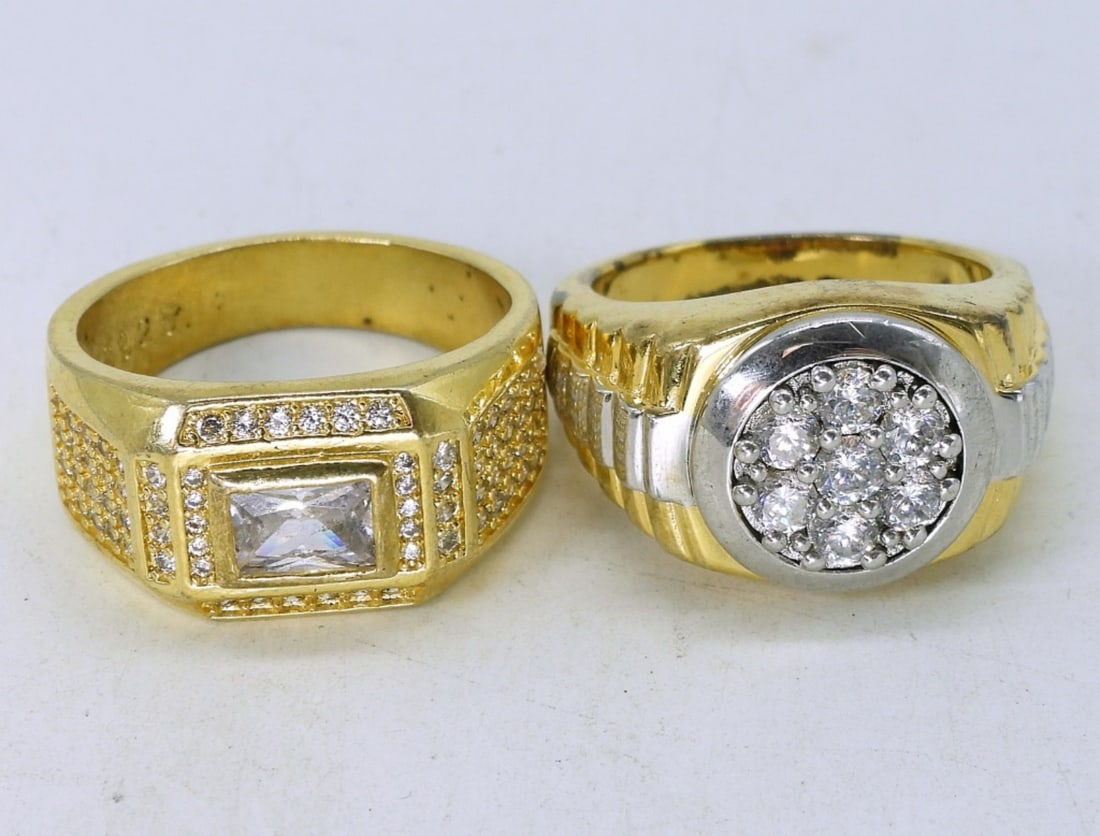 2 Sterling Gold Tone Men's Rings (1 of 3)